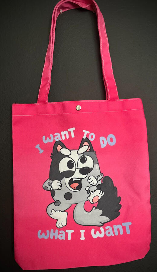 I WANT Button Tote